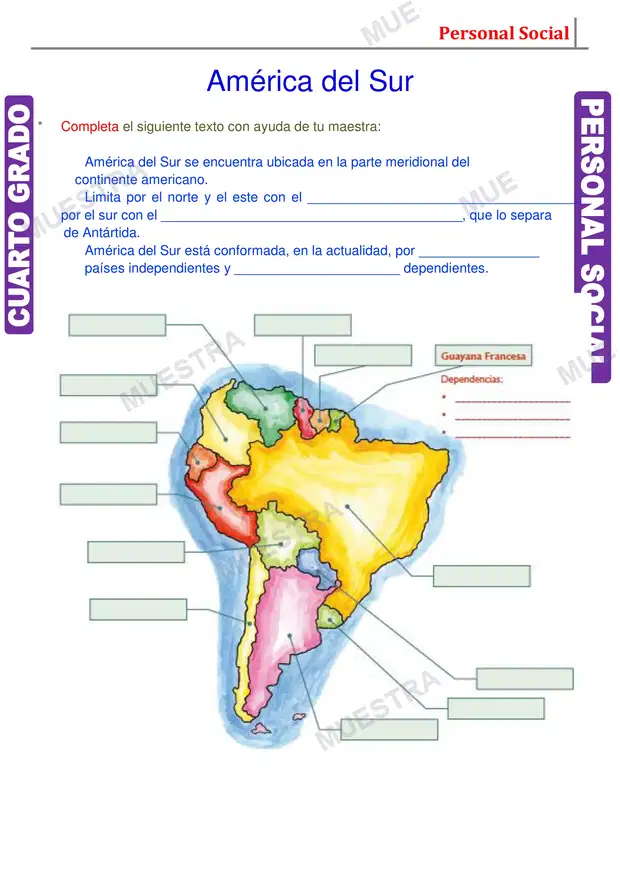 Muestra de División Politica de América