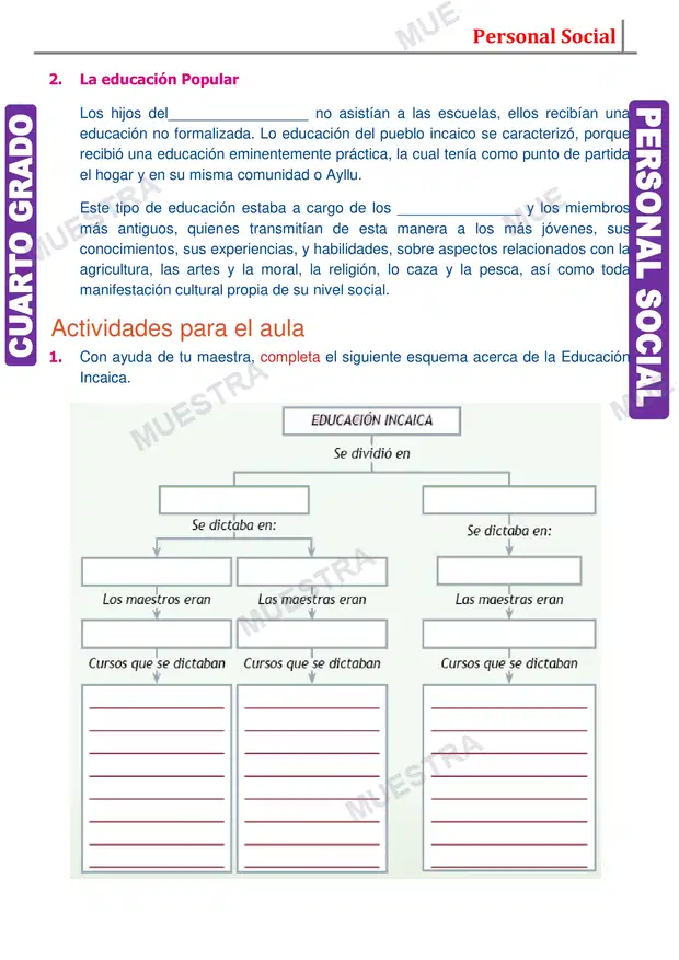 Muestra de Educación y Religión en el Tahuantinsuyo