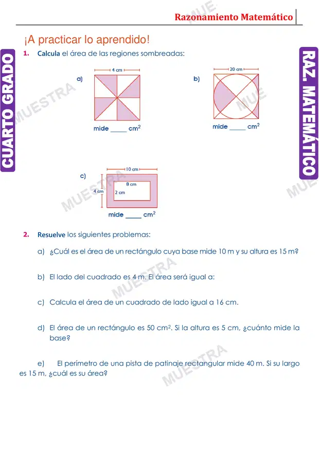 Muestra de Ejercicios con Áreas