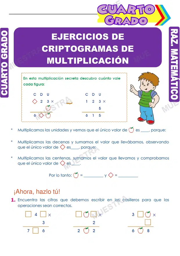 Ejercicios de Criptogramas de Multiplicación