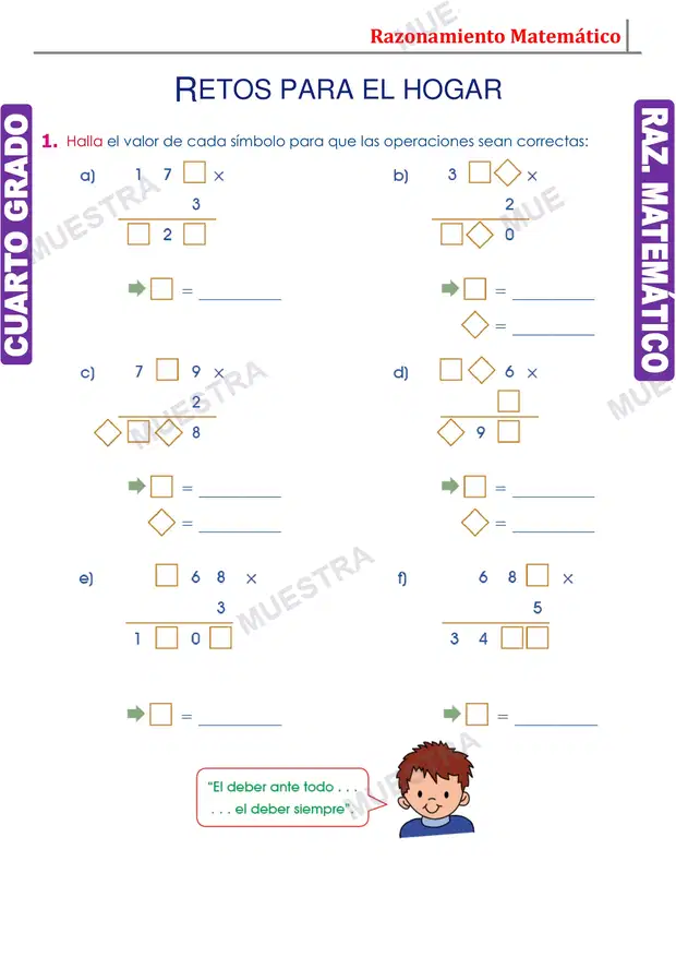 Muestra de Ejercicios de Criptogramas de Multiplicación