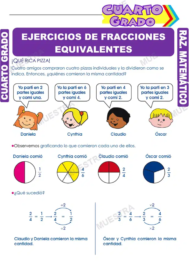 Ejercicios de Fracciones Equivalentes