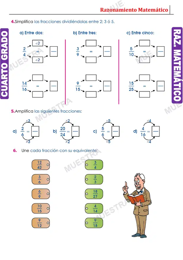 Muestra de Ejercicios de Fracciones Equivalentes