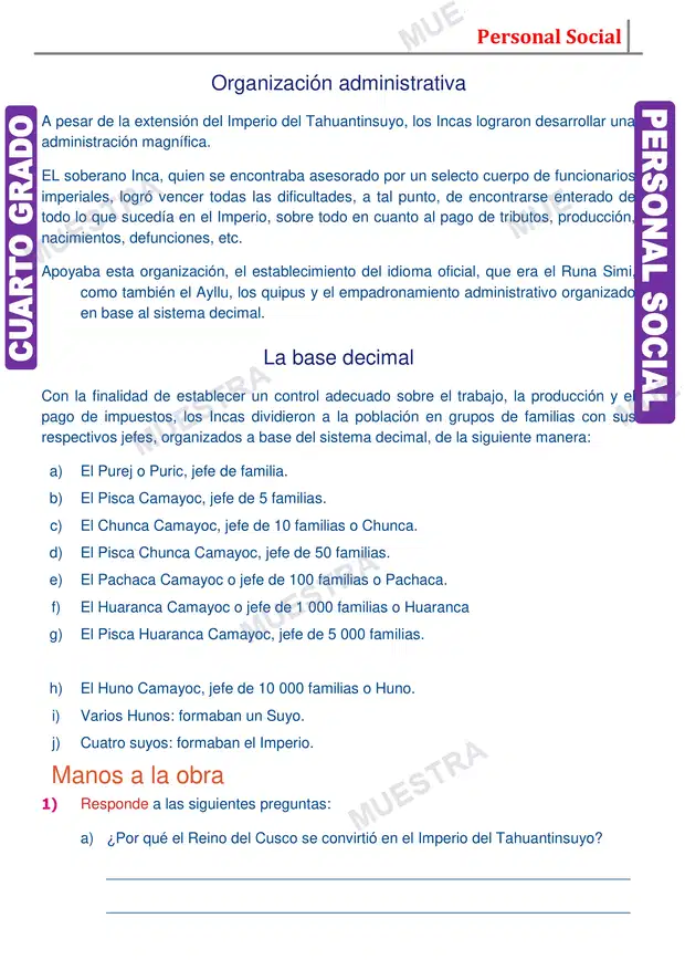 Muestra de Historia del Tahuantinsuyo