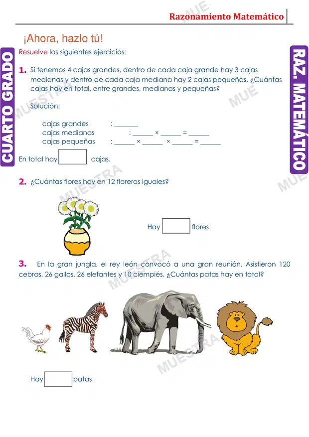 Muestra de Problemas con Multiplicaciones