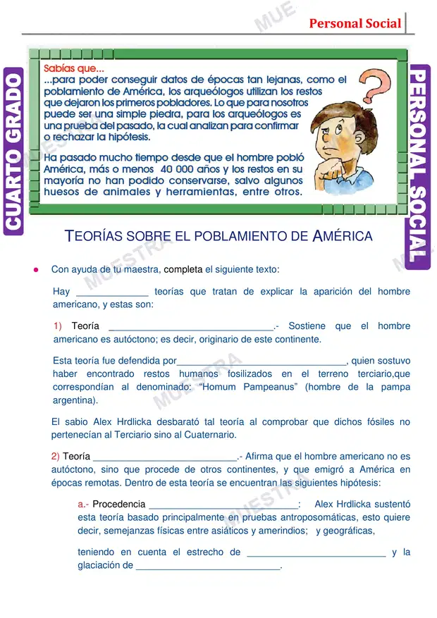 Muestra de Teorías Sobre el Poblamiento de América