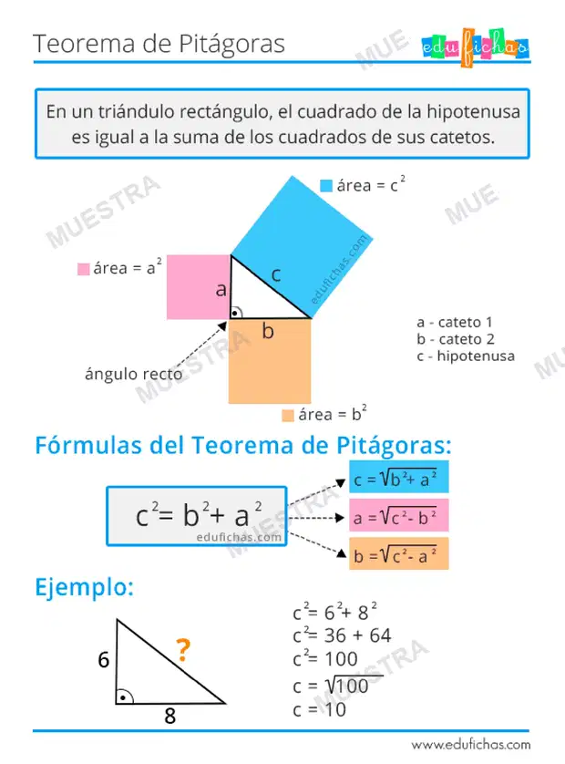 Muestra de Teorema Pitagoras Ejercicios