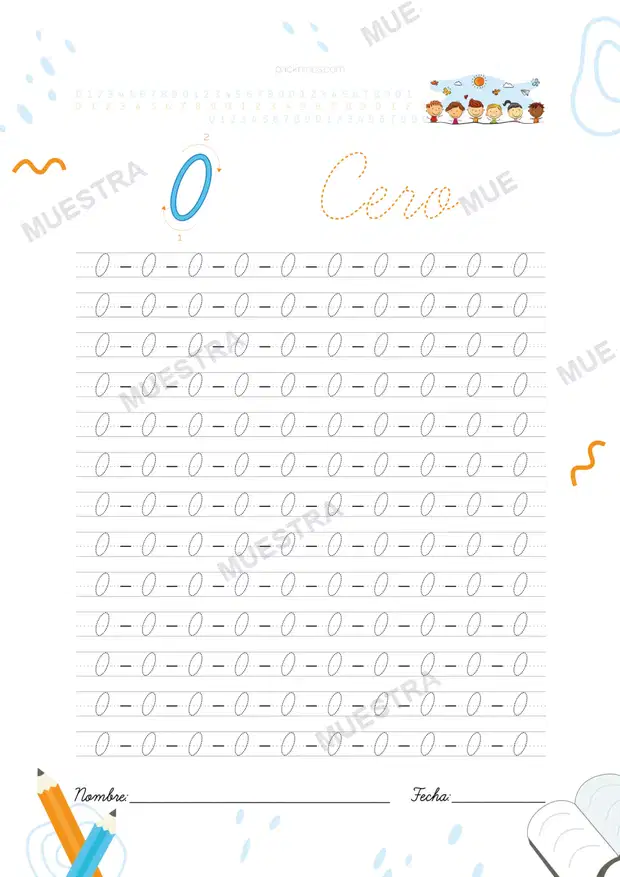 Muestra de Números en Letra Cursiva