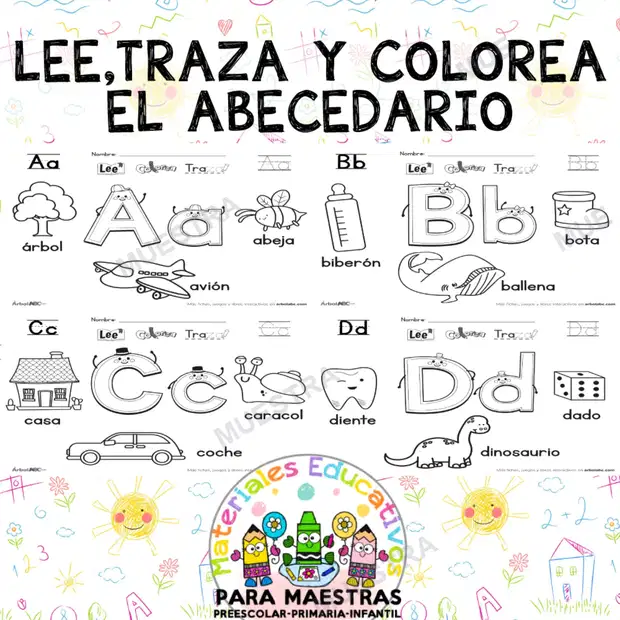 Cuaderno Lee, Traza y Colorea el Abecedario