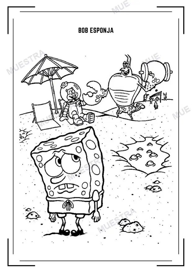 Muestra de Libro para Colorear de Bob Esponja