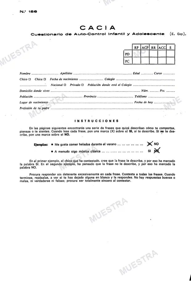 Cuadernillo Cuestionario (CACIA) (Form. Alt.)
