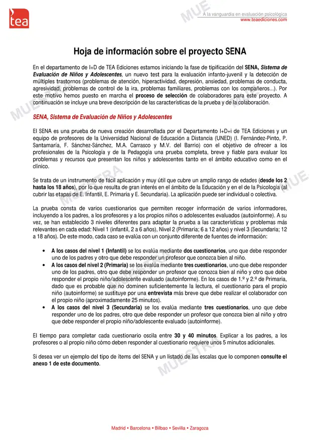 Hoja de informacion sobre el proyecto SENA