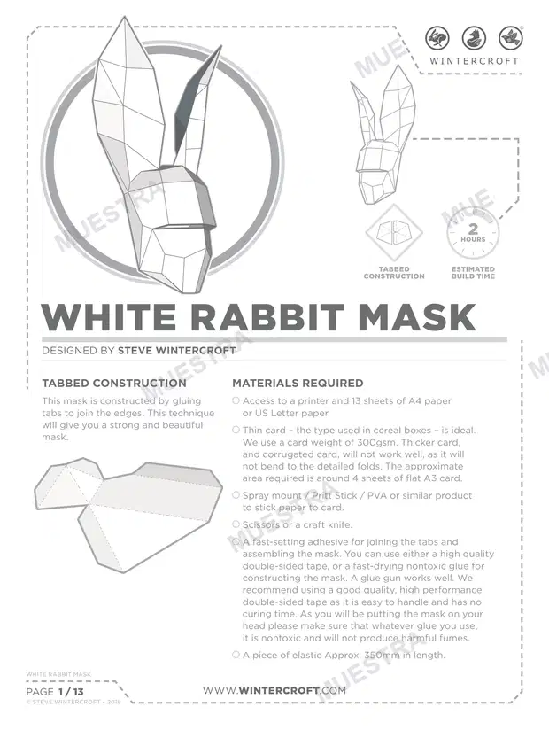 Máscara Conejo Blanco (Wintercroft WC105)