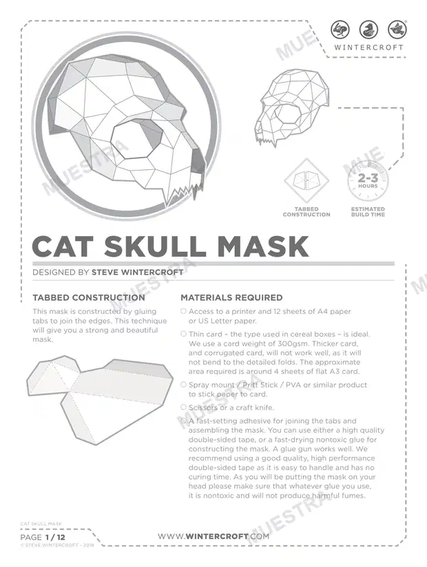 Máscara Cráneo de Gato (Wintercroft WC112)