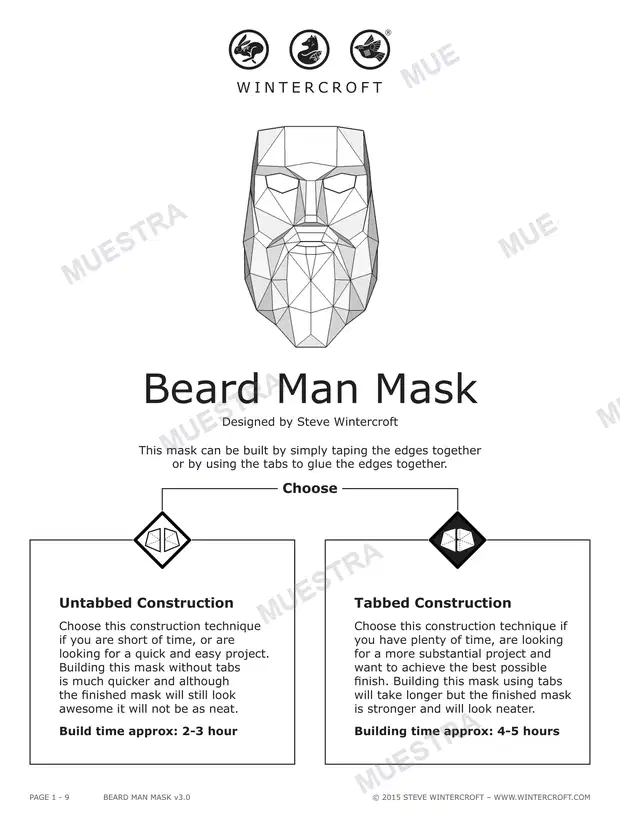 Máscara Hombre con Barba (Wintercroft WC23)