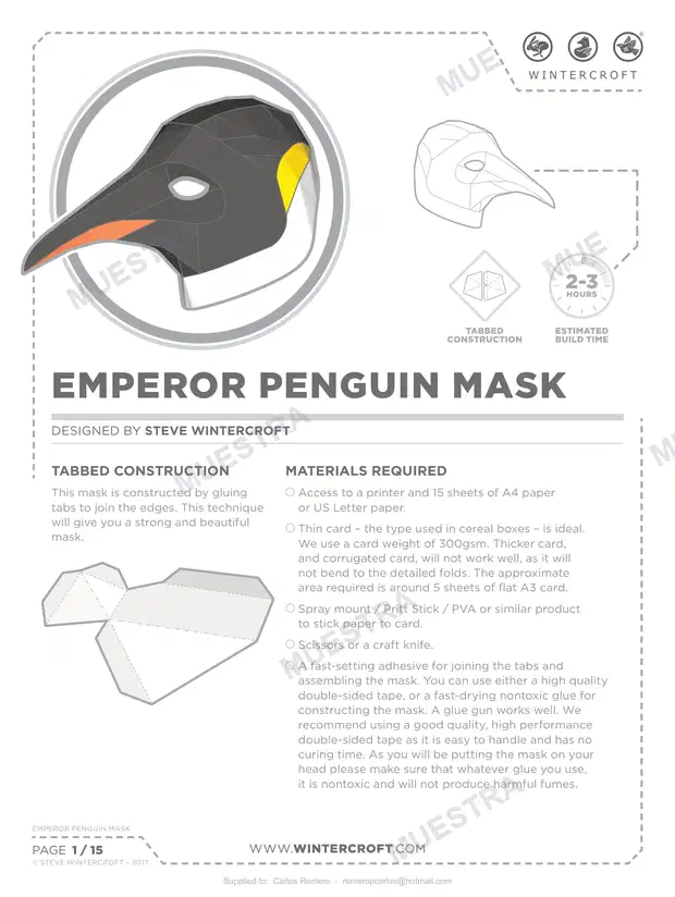 Máscara Pingüino Emperador (Wintercroft WC103)