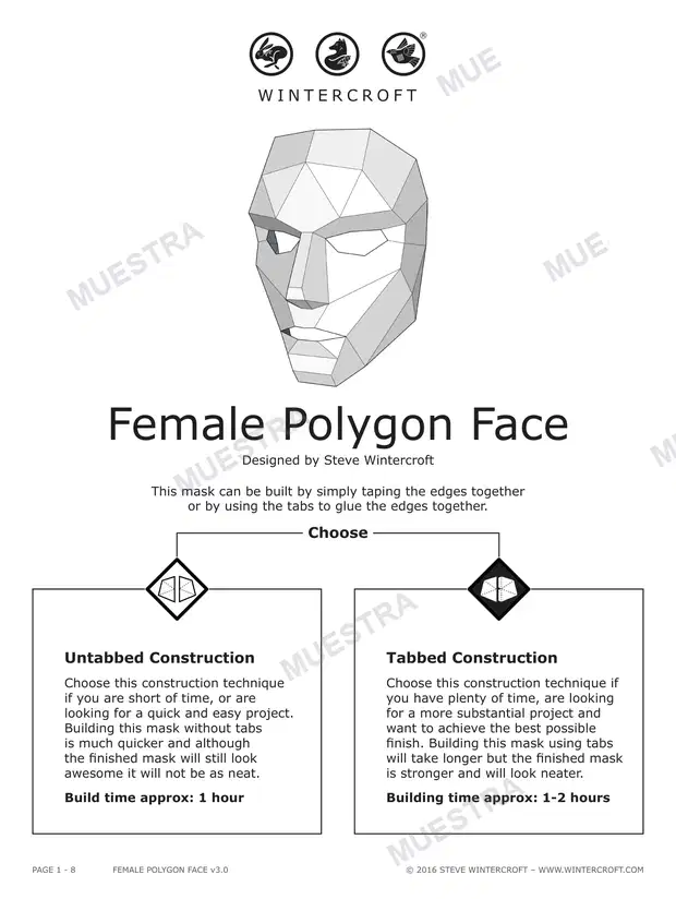Máscara Rostro Poligonal Femenino (Wintercroft WC84)
