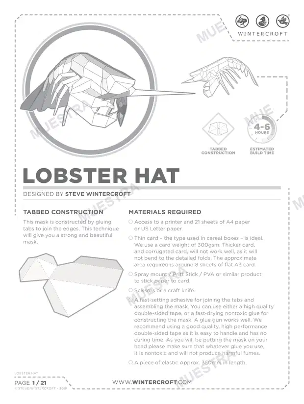 Máscara Sombrero Langosta (Wintercroft WC114)