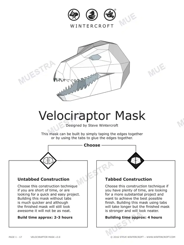 Máscara Velocirráptor (Wintercroft WC67)
