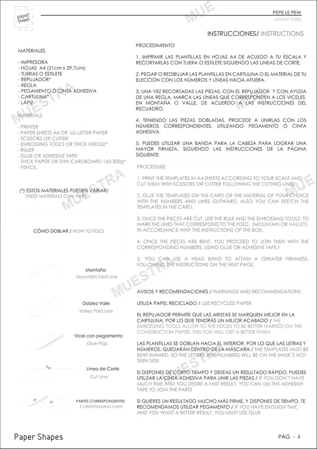 Muestra de mascara zorrillo pepelepu